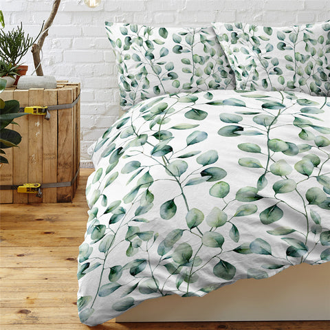 Image of Light Green Branches Bedding Set - Beddingify
