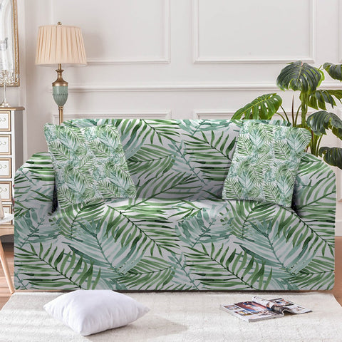 Image of Tropical Palm Leaves Sofa Cover - Beddingify