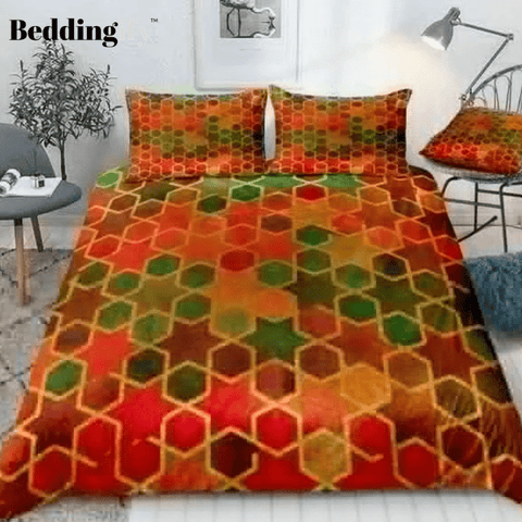 Image of Watercolor Geometric Colorful Mosaic Bedding Set - Beddingify