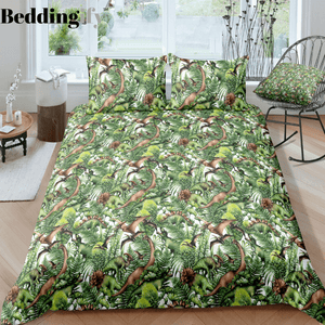Leaves and Dinosaur Bedding Set - Beddingify