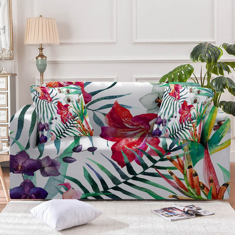 Image of Tropical Floral Sofa Cover - Beddingify