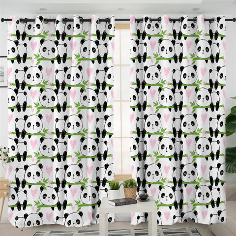 Image of A Bamboo Of Pandas 2 Panel Curtains