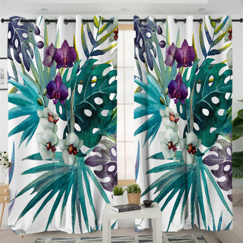 Image of 3D Orchid White 2 Panel Curtains