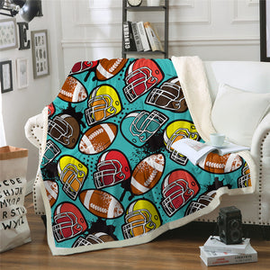 American Football Themed Sherpa Fleece Blanket - Beddingify