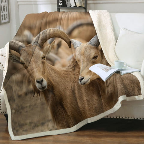 Image of 3D Print Wild Animal Ibex SWMT3333 Soft Sherpa Blanket