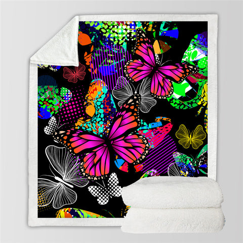 Image of 3D Butterflies Themed Sherpa Fleece Blanket
