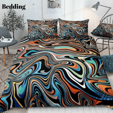 Image of Colorful Marble Abstract Art Bedding Set - Beddingify