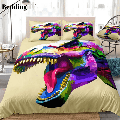 Image of Colorful T-Rex Bedding Set - Beddingify
