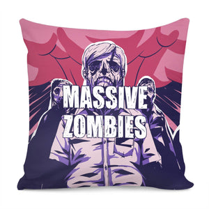 Zombies And Nuclear Explosions And Doomsday And Light And Smoke And Fonts Pillow Cover