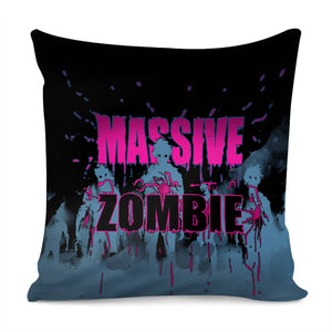 Zombies And Blood And Doomsday And Light And Smoke And Fonts Pillow Cover