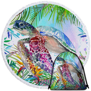 The Original Tropical Sea Turtle Round Towel Set - Beddingify