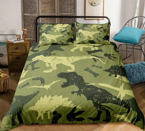 Image of Green Dinosaurs Pattern Bedding Set - Beddingify