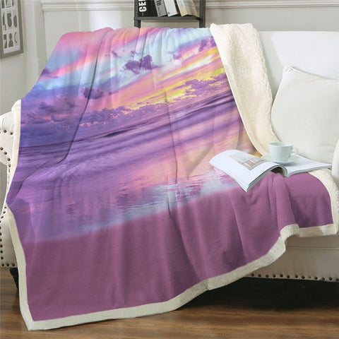 Image of 3D Printed Scenery Purple Sky Soft Sherpa Blanket