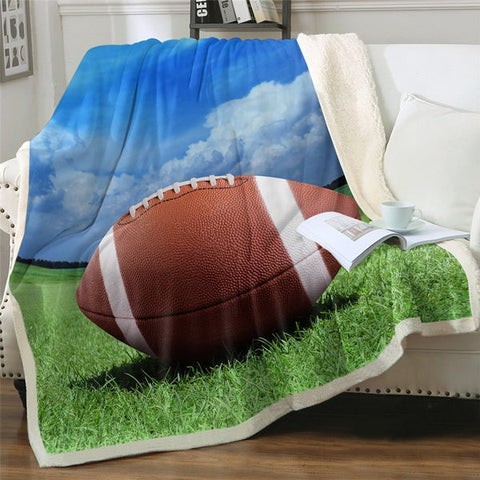 Image of 3D Printed American Football Cozy Soft Sherpa Blanket