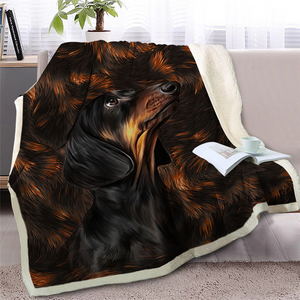 3D Printed Dachshund Dog Soft Sherpa Blanket