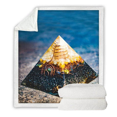 Image of 3D Printed Beautiful Resin Pyramid Cozy Soft Sherpa Blanket