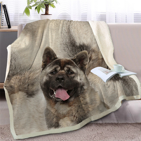 Image of 3D Printed America Akita Dog Soft Sherpa Blanket