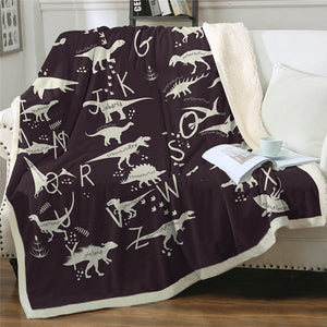 Alphabet Dinosaurs Education Cozy Soft Sherpa Blanket