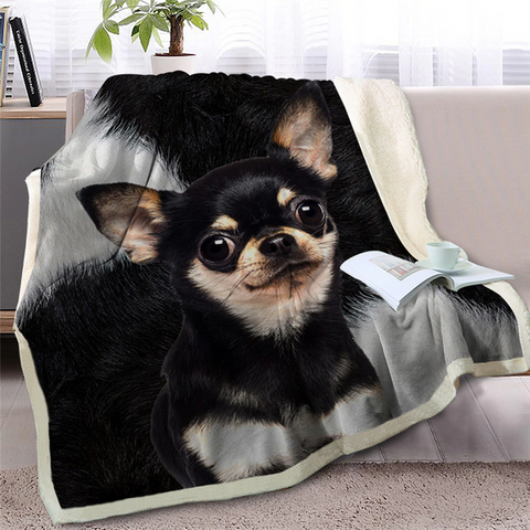 Image of 3D Printed Chihuahua Dog Soft Sherpa Blanket