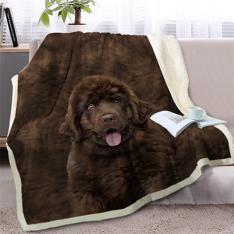 Image of 3D Printed Chocolate Brown Dog Soft Sherpa Blanket
