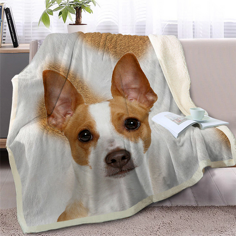 Image of 3D Printed Rat Terrier Dog Soft Sherpa Blanket
