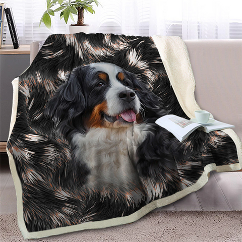 Image of 3D Printed Bernese Mountain Dog Soft Sherpa Blanket