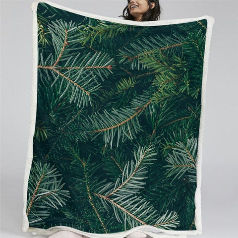 Image of 3D Print Pine Leaves Christmas Tree Soft Sherpa Blanket