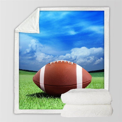 Image of 3D Printed American Football Cozy Soft Sherpa Blanket