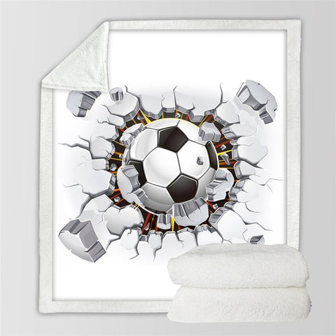 Image of 3D Printed Football Broken Wall Cozy Soft Sherpa Blanket