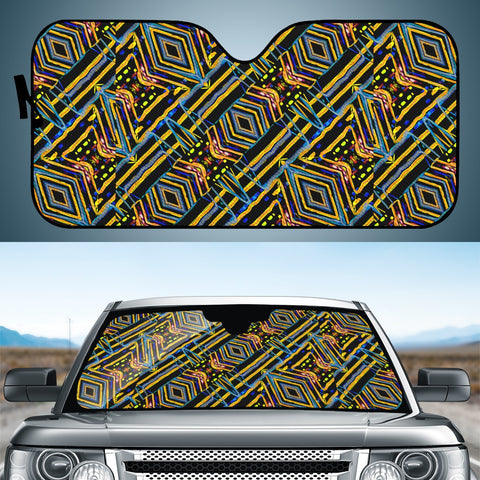 Image of Electric Neon Lines Pattern Design Auto Sun Shades
