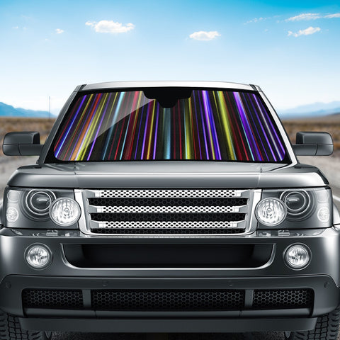 Image of Multicolor Striped Print Design Auto Sun Shades