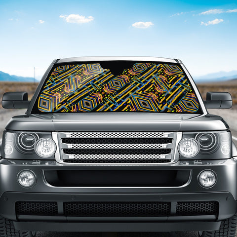 Image of Electric Neon Lines Pattern Design Auto Sun Shades