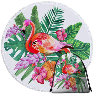 Tropical Flamingo Round Towel Set - Beddingify