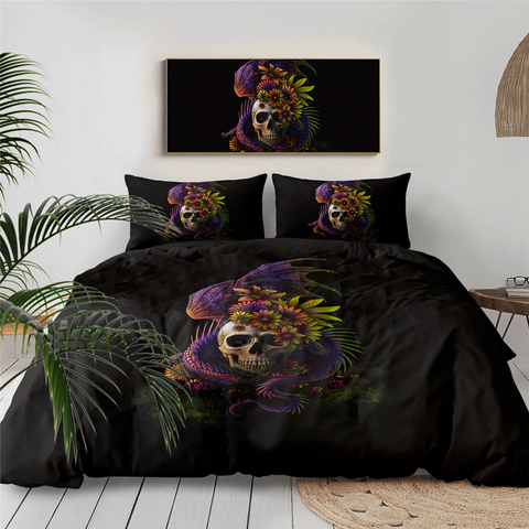 Image of Flowery Skull by SunimaArt Bedding Set - Beddingify
