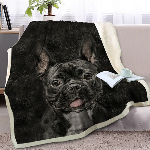 Image of 3D Printed French Bulldog Dog Soft Sherpa Blanket
