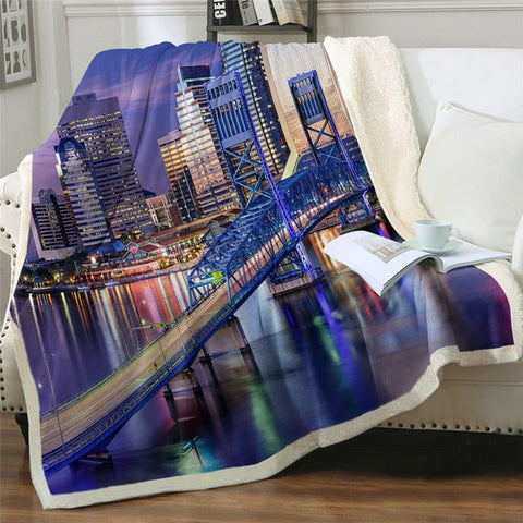 Image of 3D Printed Bridge Photograph Cozy Soft Sherpa Blanket