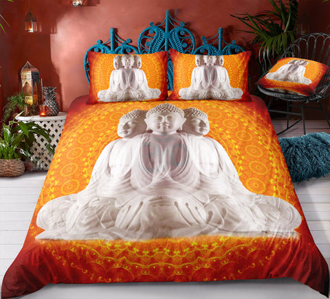 Image of Orange Backgrround Buddha Bedding Set - Beddingify