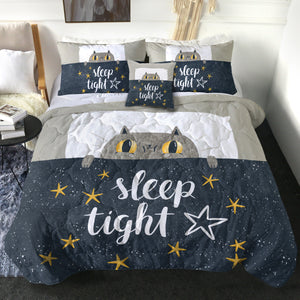 Cute Grey Cat Sleep Tight SWBD5501 Comforter Set