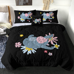 Cute Pastel Color Monkey Sleeping On Flowers SWBD5607 Comforter Set
