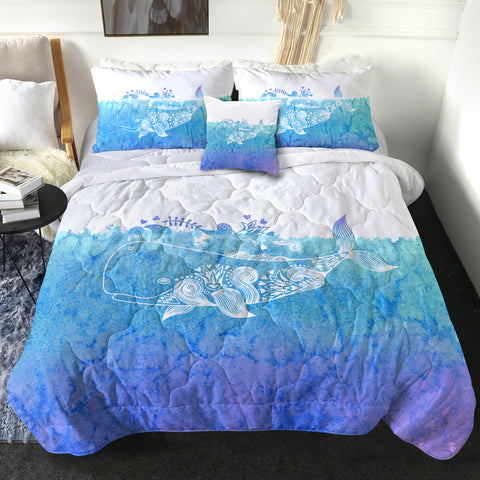 Image of Light Blue Mandala Fishing Theme SWBD6124 Comforter Set