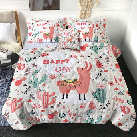 Image of Pink Llama Happy Day SWBD6199 Comforter Set