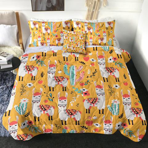 Image of White Llama & Cactus Collection SWBD6207 Comforter Set