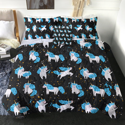 Image of Galaxy Blue Hair Unicorn Collection SWBD6218 Comforter Set