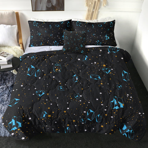 Image of Galaxy Blue Diamonds Collection Black Theme SWBD6219 Comforter Set