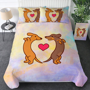 Cute Couple Dachshund Pastel Theme SWBJ5154 Bedding Set