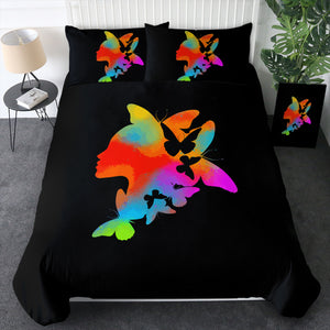 Gradient Colorful Butterflies Lady Face  SWBJ5168 Bedding Set