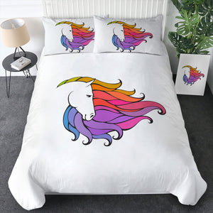 Colorful Unicorn Hair White Theme SWBJ5184 Bedding Set