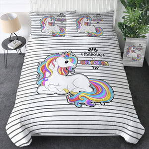 Cute Colorful Unicorn Stripes SWBJ5199 Bedding Set