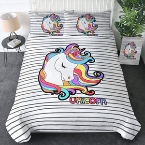 Pastel Sleeping Unicorn Head Stripes SWBJ5200 Bedding Set