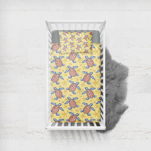 Multi Ocean Turtles Yellow Theme SWCC5449 Crib Bedding, Crib Fitted Sheet, Crib Blanket